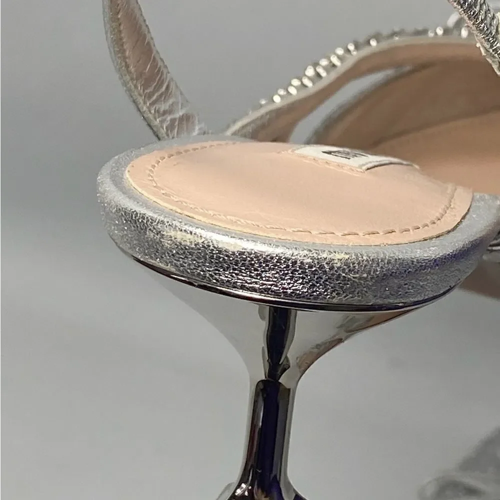 Miu Miu Jeweled Slingback Glitter Pumps size 37